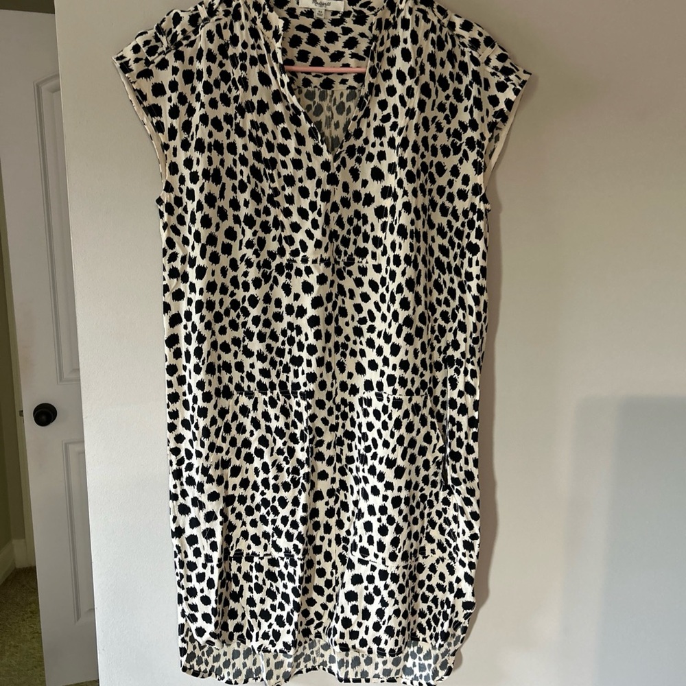 Madewell Black and off White Spot Midi Dress